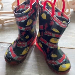 Fire truck rain boots